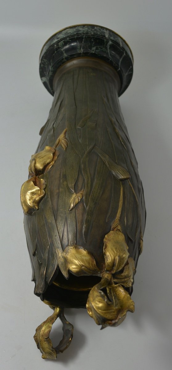 Art Nouveau. Vase En Bronze Signé " Abel " France Début Du XXe Siècle -photo-4