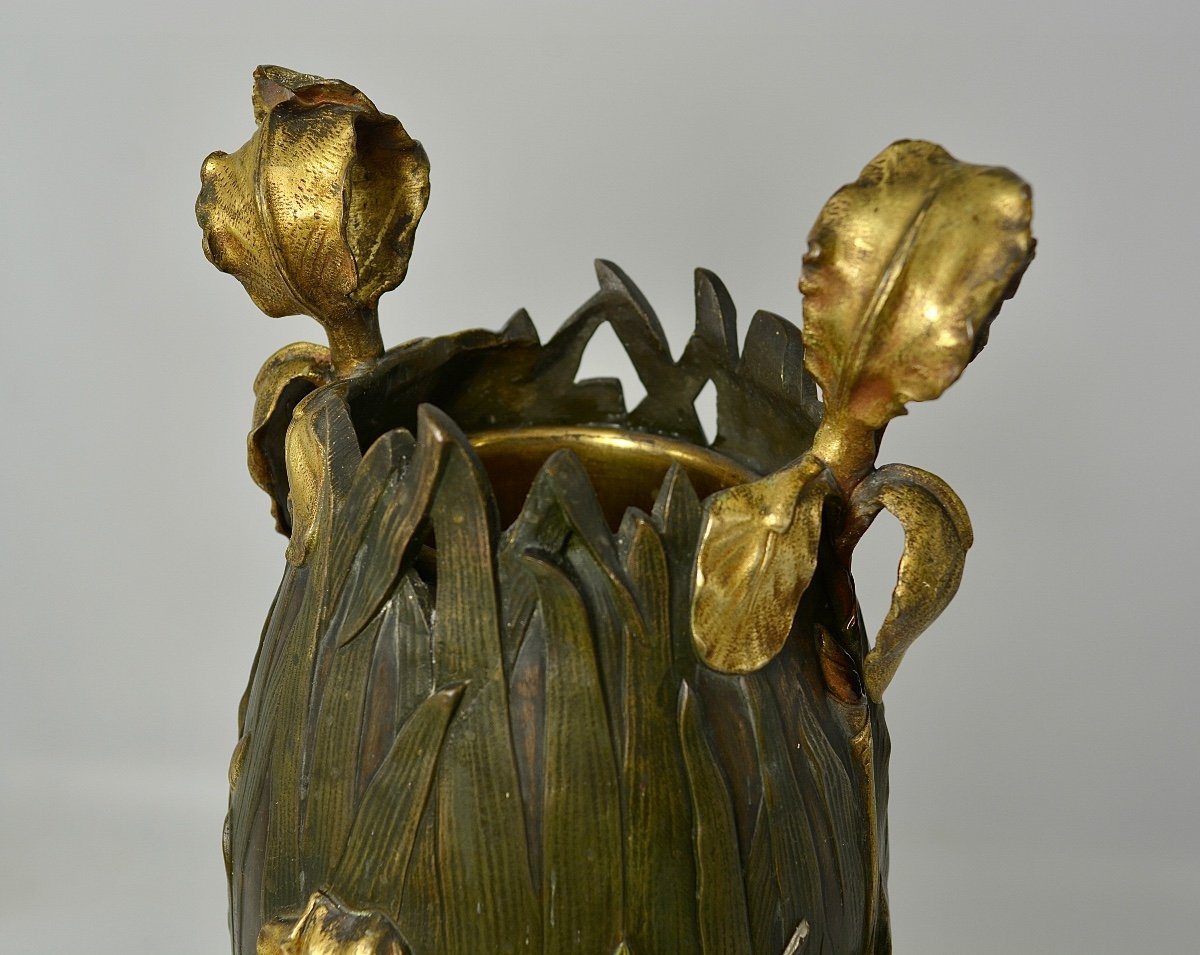 Art Nouveau. Vase En Bronze Signé " Abel " France Début Du XXe Siècle -photo-7