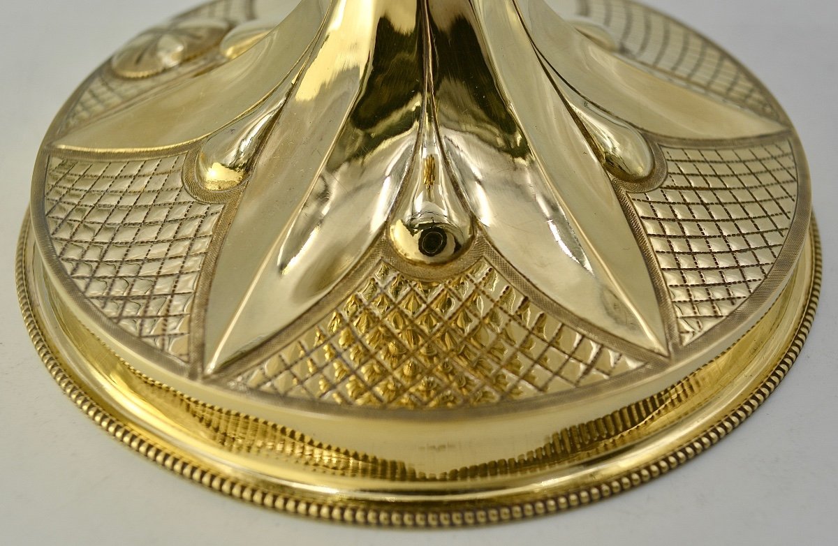 Chalice And Its Patene In Gilded Silver, France Circa 1870-photo-5