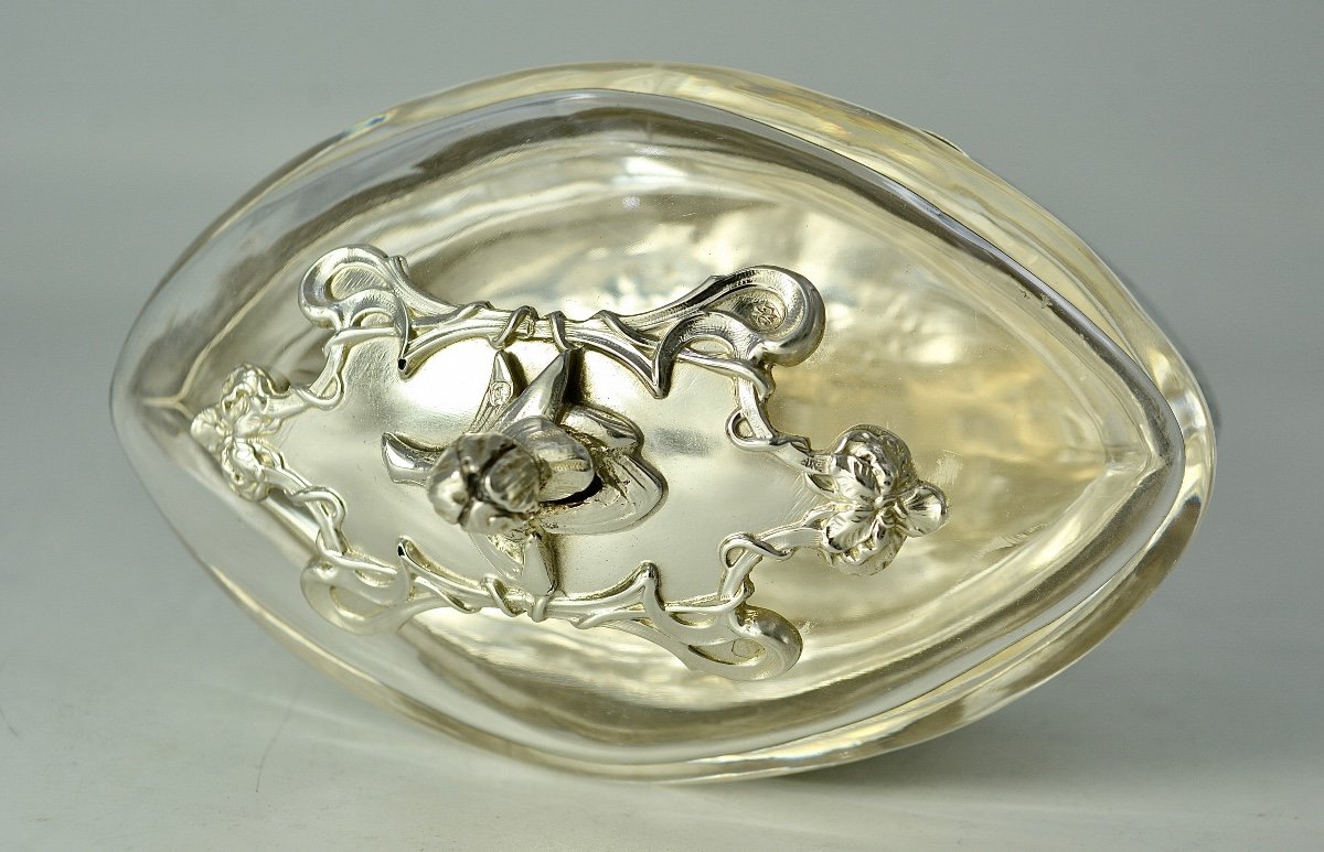 Art Nouveau Period, Silver And Crystal Box, France Circa 1900-photo-1