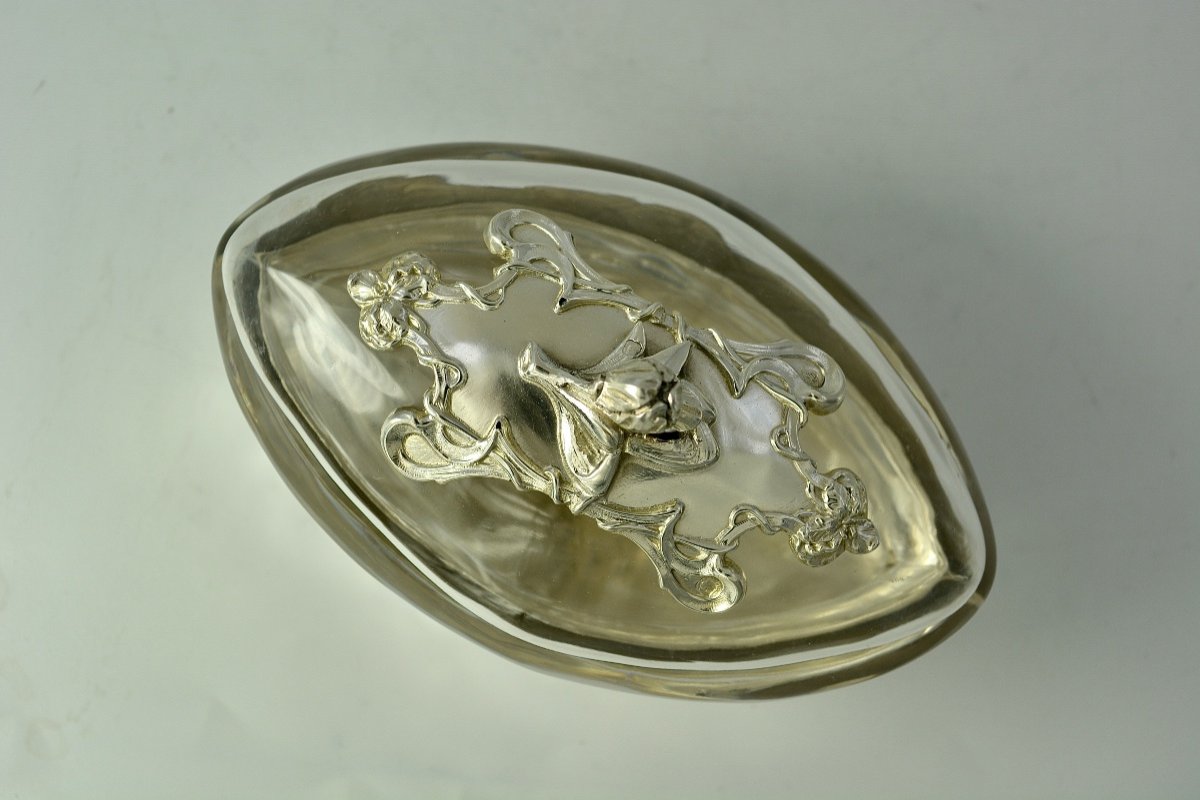 Art Nouveau Period, Silver And Crystal Box, France Circa 1900-photo-5