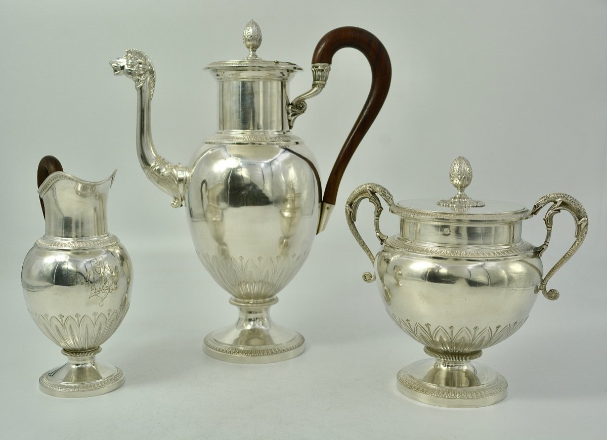 Service Café En Argent , France Vers 1900, Style Empire-photo-3
