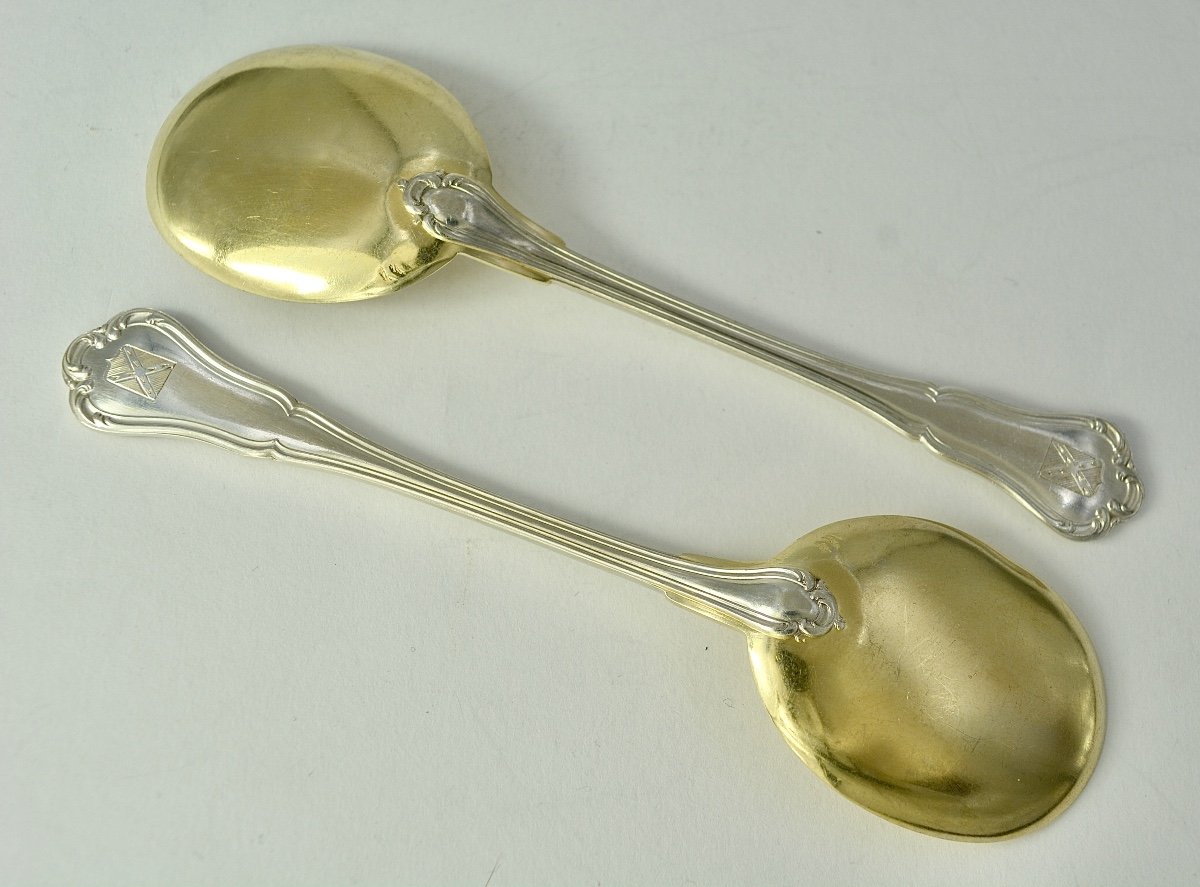 Silver Ice Cream Spoons, 12 Pieces, France By Puiforcat Goldsmith -photo-1