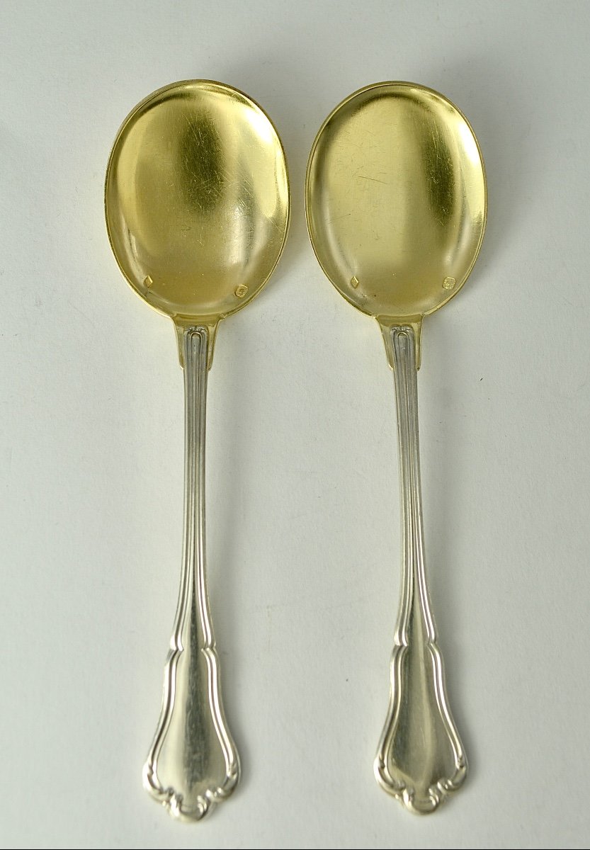 Silver Ice Cream Spoons, 12 Pieces, France By Puiforcat Goldsmith -photo-2