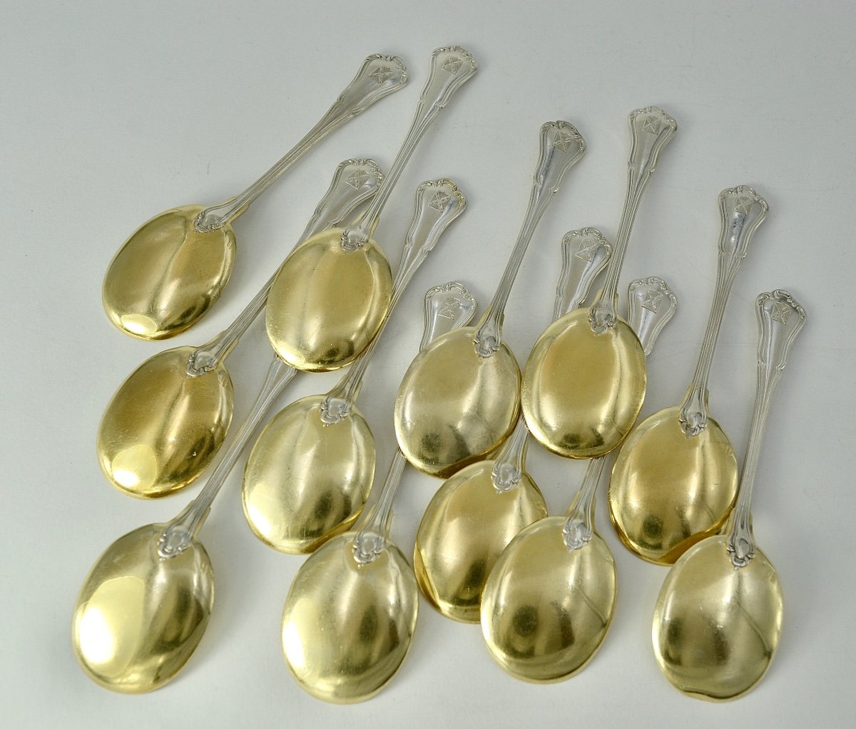 Silver Ice Cream Spoons, 12 Pieces, France By Puiforcat Goldsmith -photo-3