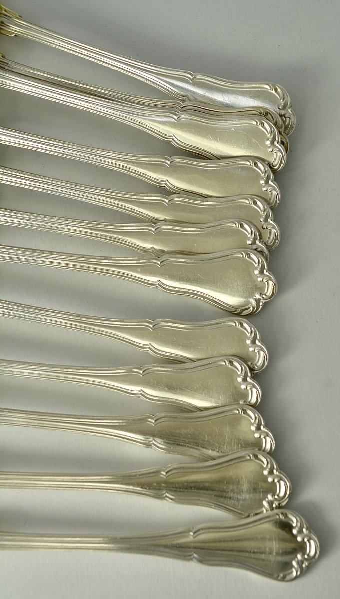 Silver Ice Cream Spoons, 12 Pieces, France By Puiforcat Goldsmith -photo-7