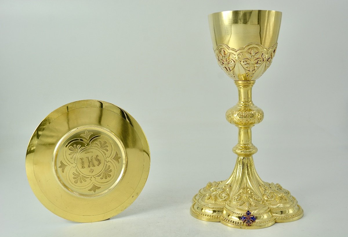 Calice Et Patène En Argent Doré, France Vers 1900