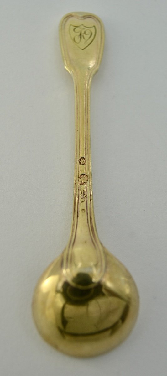 Silver-gilt Mustard Spoon / Ladle, France Circa 1800-photo-1