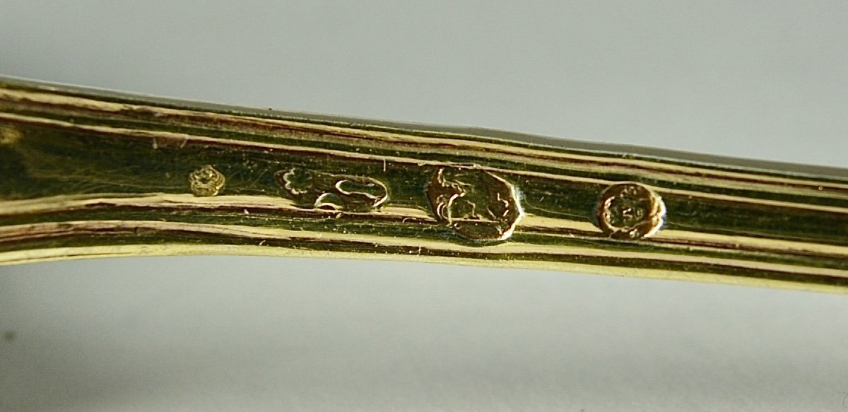 Silver-gilt Mustard Spoon / Ladle, France Circa 1800-photo-4