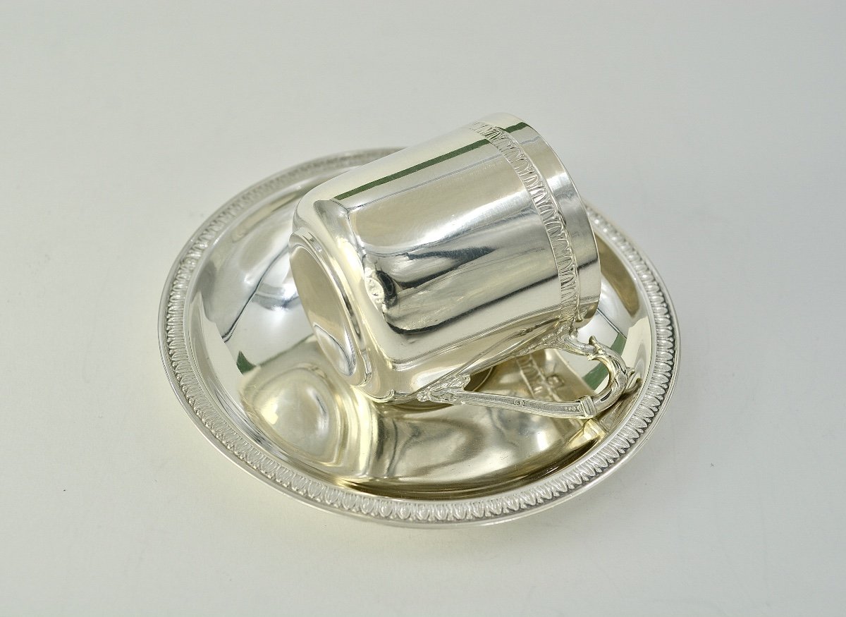 Coffee Cup And Its Saucer, Silver France Around 1900-photo-1