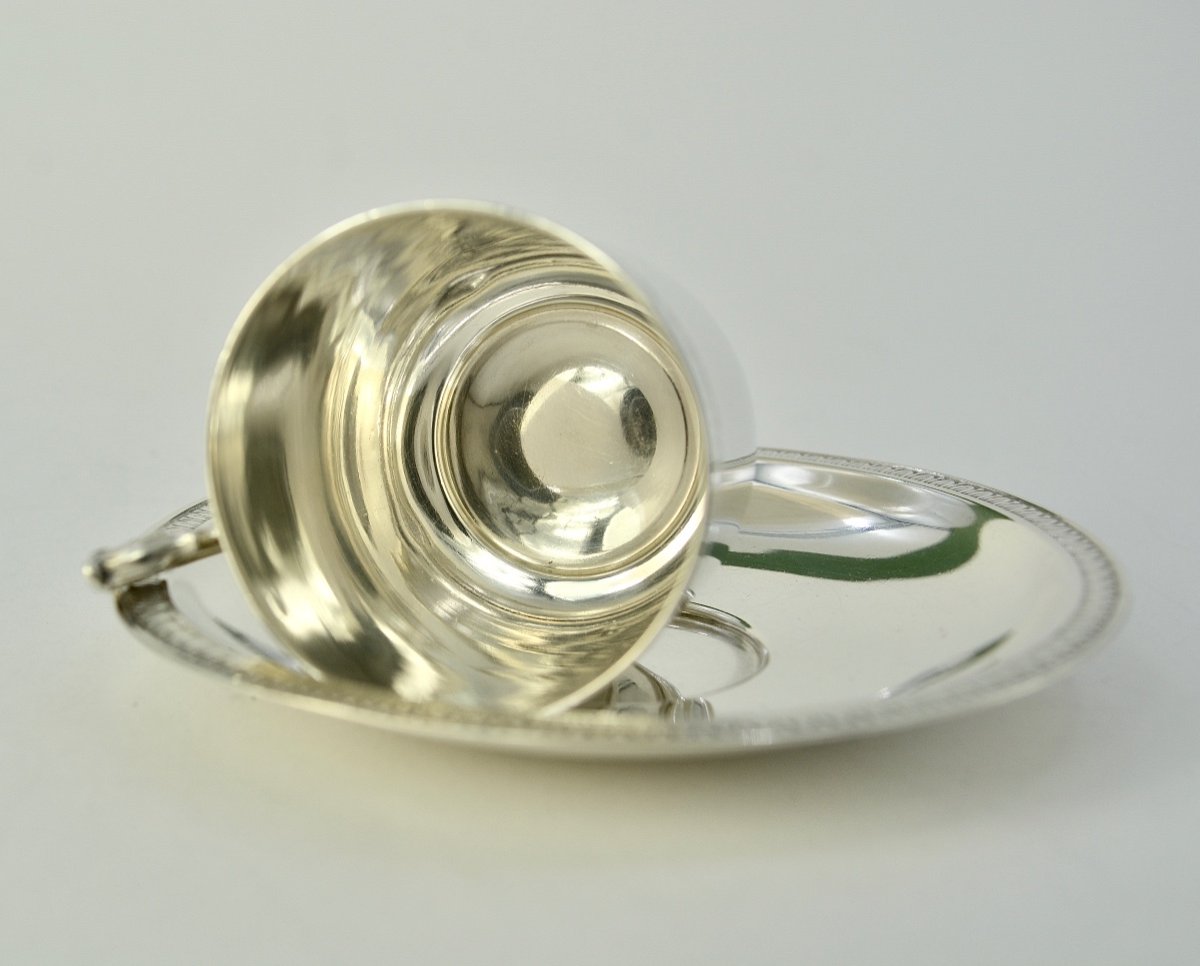 Coffee Cup And Its Saucer, Silver France Around 1900-photo-4