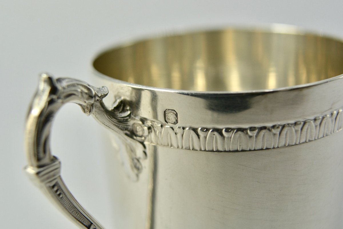 Coffee Cup And Its Saucer, Silver France Around 1900-photo-5