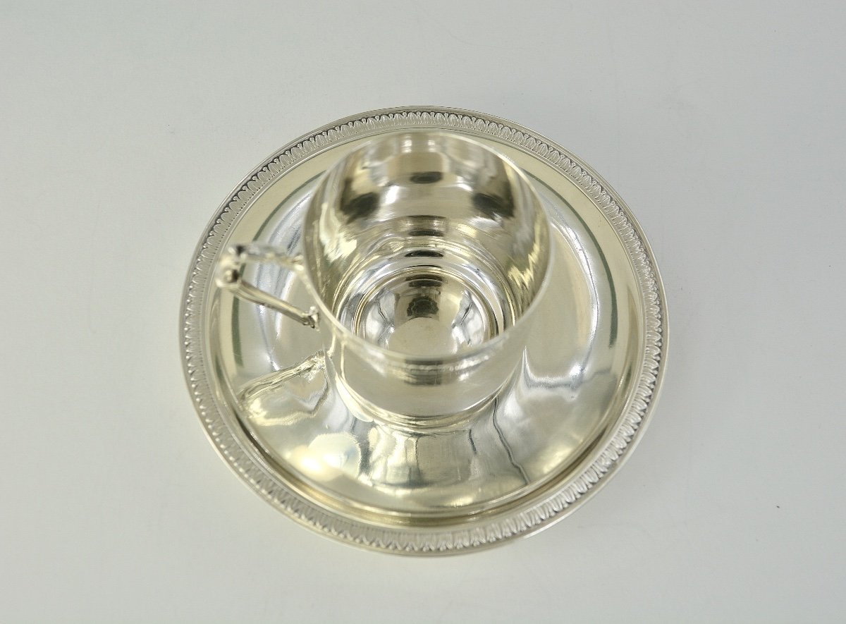 Coffee Cup And Its Saucer, Silver France Around 1900-photo-7