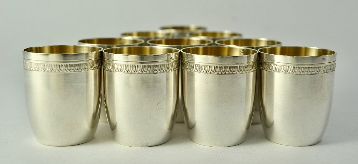 Liqueur / Vodka Glasses In Silver France Circa 1913-photo-4