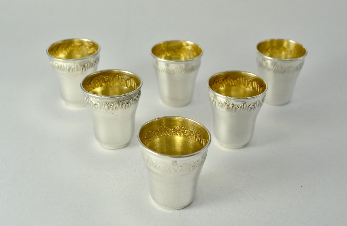 Six Silver Liqueur / Vodka Glasses France Circa 1901-photo-1