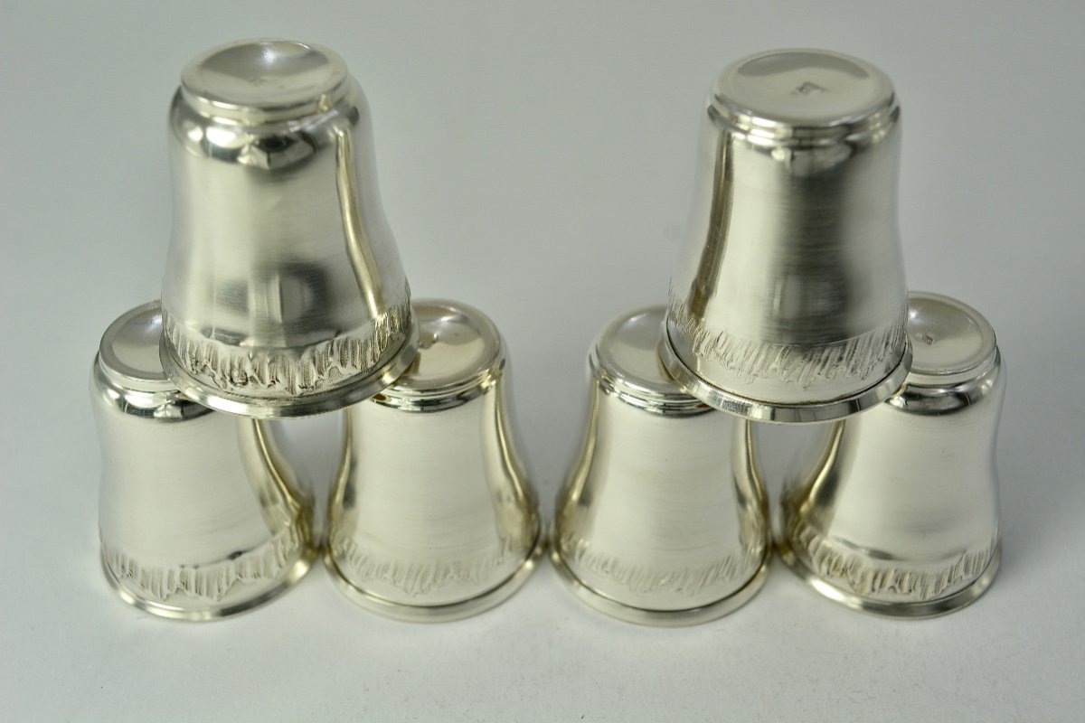 Six Silver Liqueur / Vodka Glasses France Circa 1901-photo-7