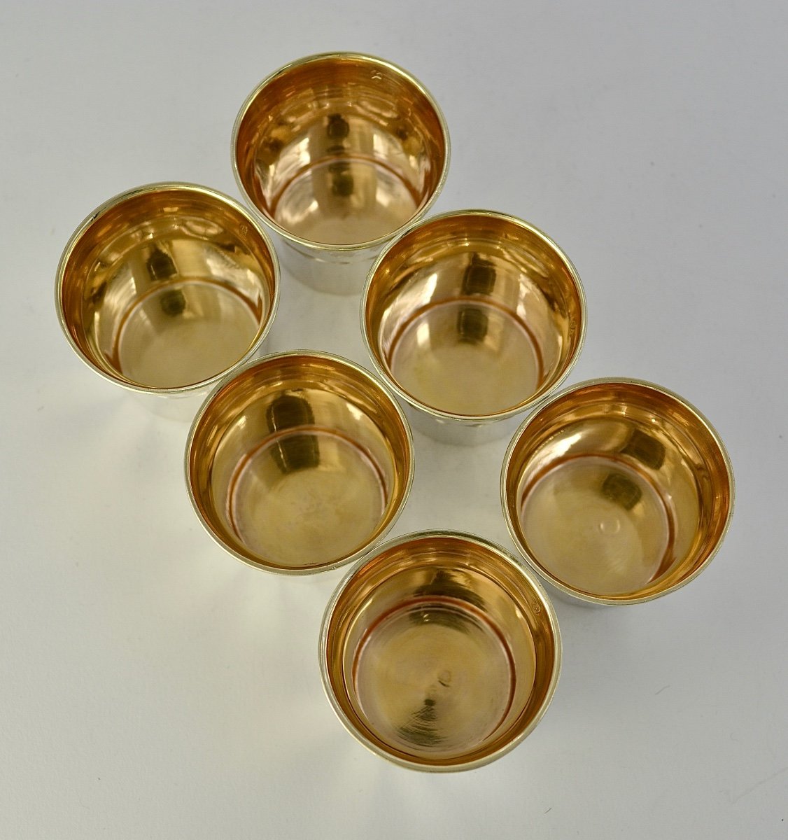 Cooper Goldsmith. Six Silver Brandy Glasses, France Circa 1830-photo-3