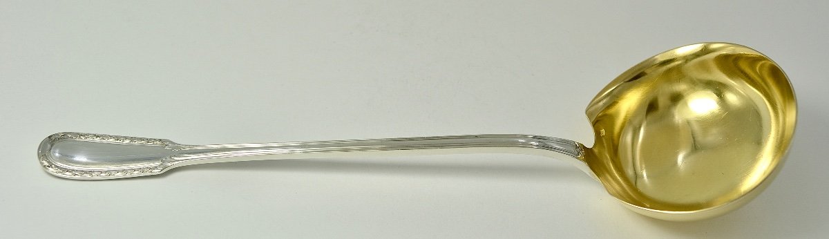 Puiforcat Goldsmith. Pair Of Silver Cream Ladles, France Late 19th Century -photo-4