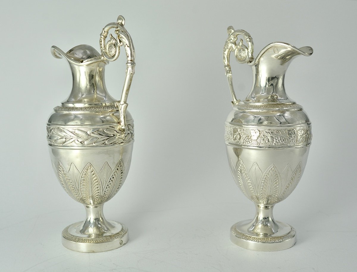 Paire De Burettes d'église En Argent. France 1819-1838-photo-2