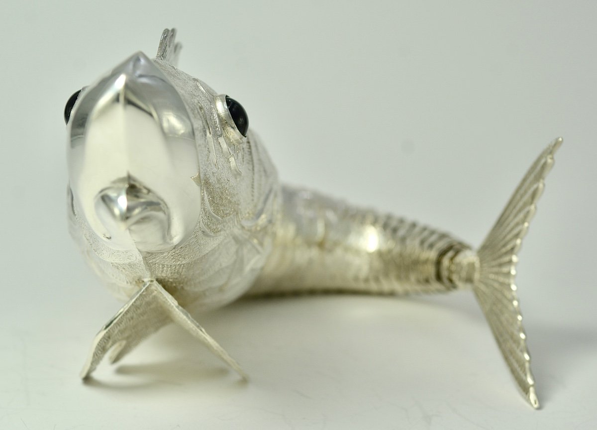 Poisson Articulé En Argent Espagne Milieu Du XXe Siecle -photo-4