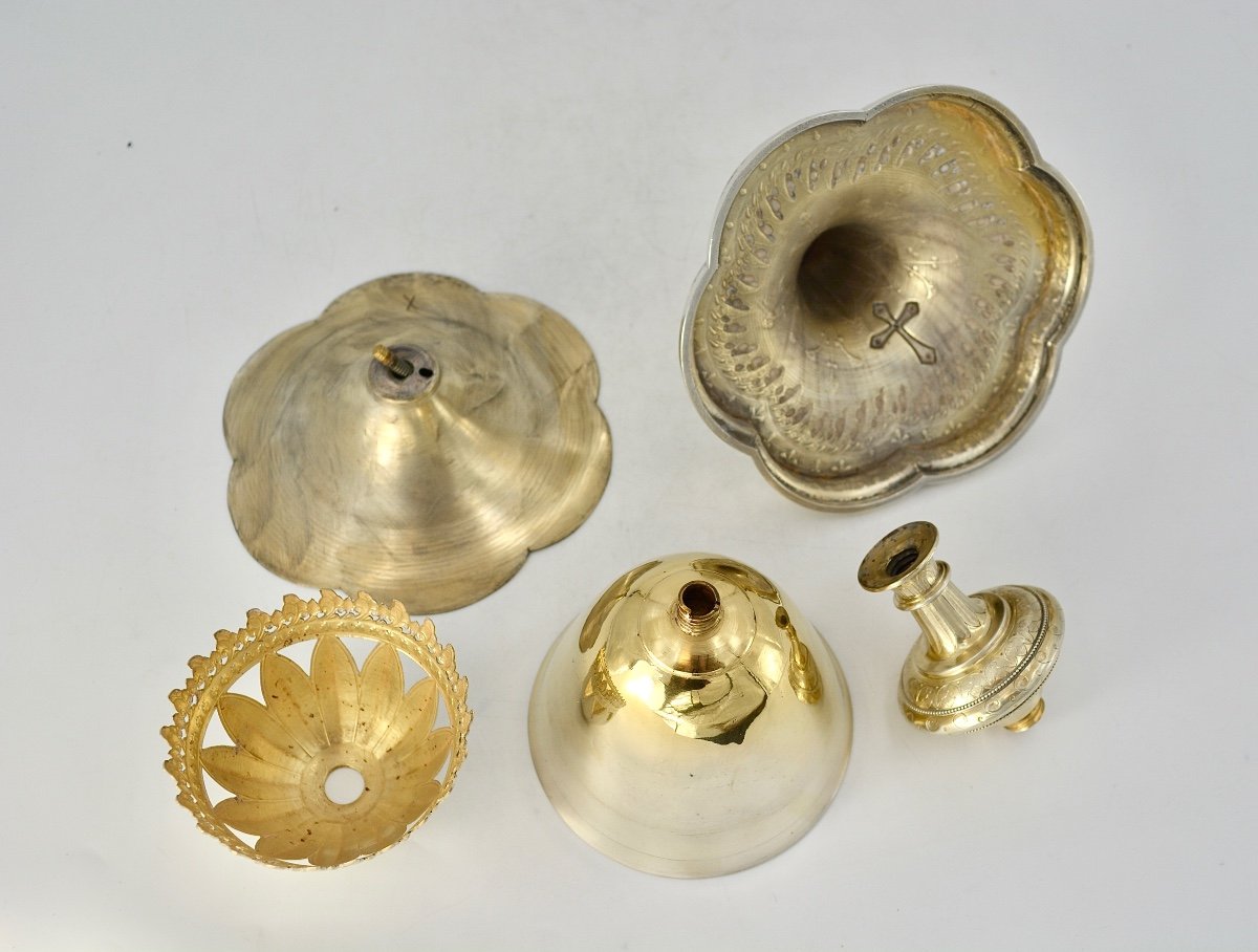 Calice En Argent Et Une Patene En Argent Doré, France Vers 1850-photo-5