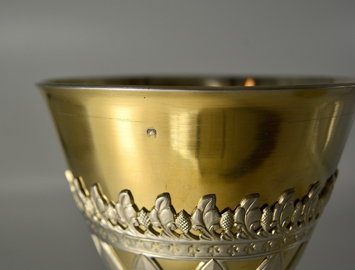 Calice En Argent Et Une Patene En Argent Doré, France Vers 1850-photo-8