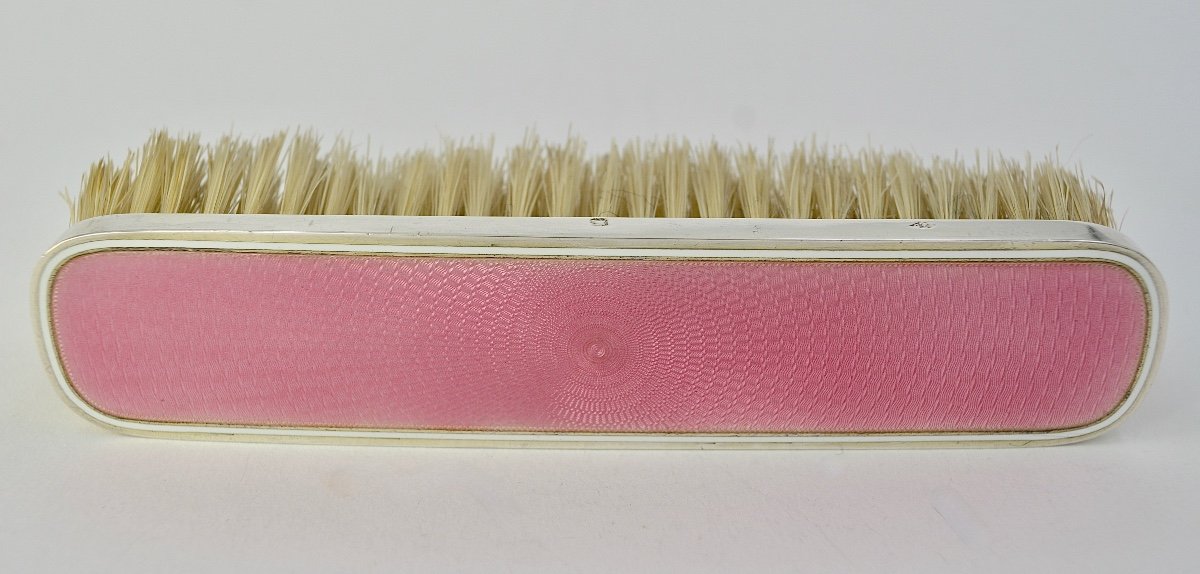 Art Nouveau, Coat Brush, Silver And Enamel, France Around 1900-photo-4