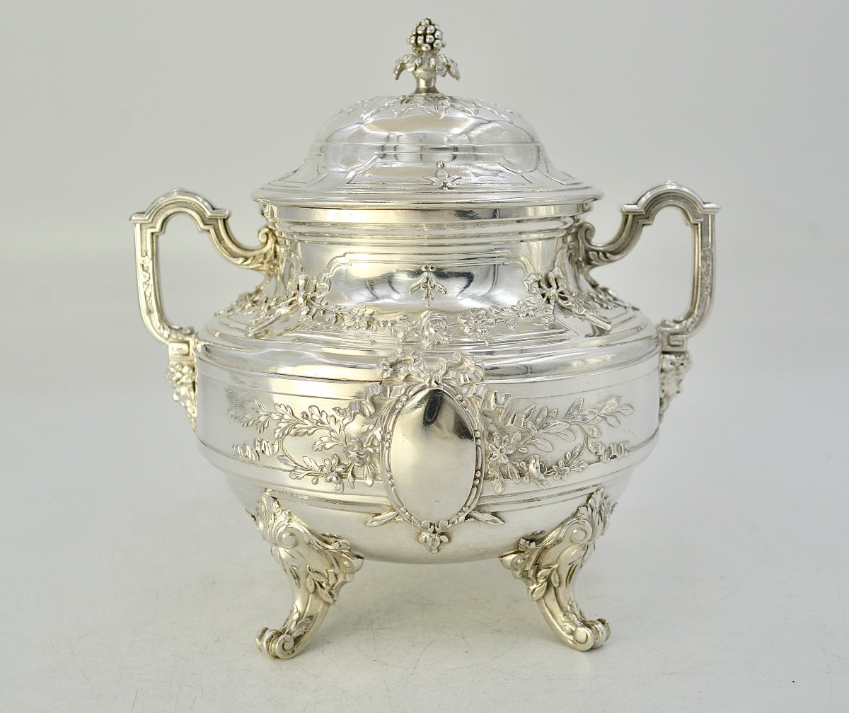 Silver Sugar Bowl, France By Tetard Frères, Circa 1900-photo-6