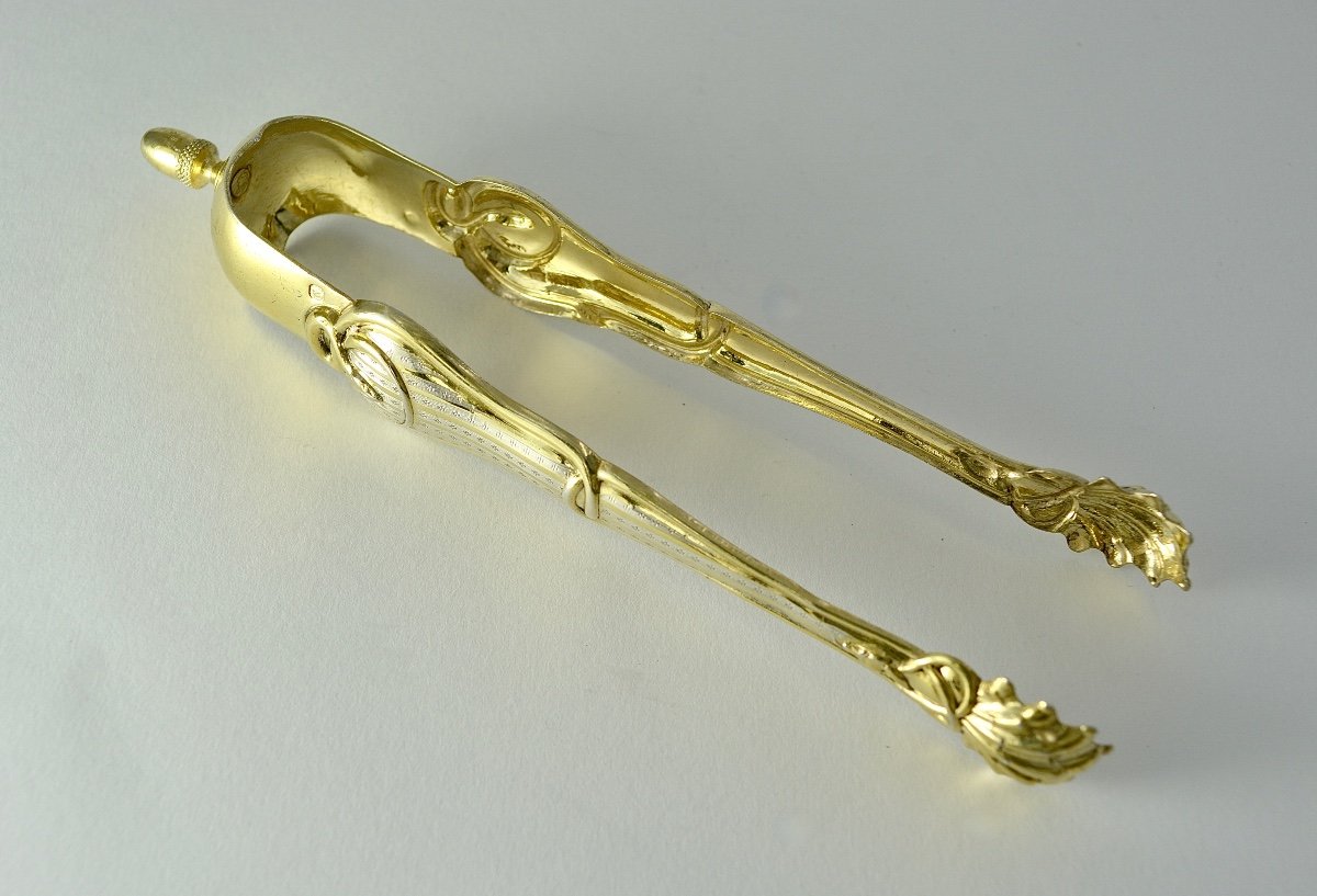 Pince à Sucre Argent Doré, France Vers 1864-photo-5