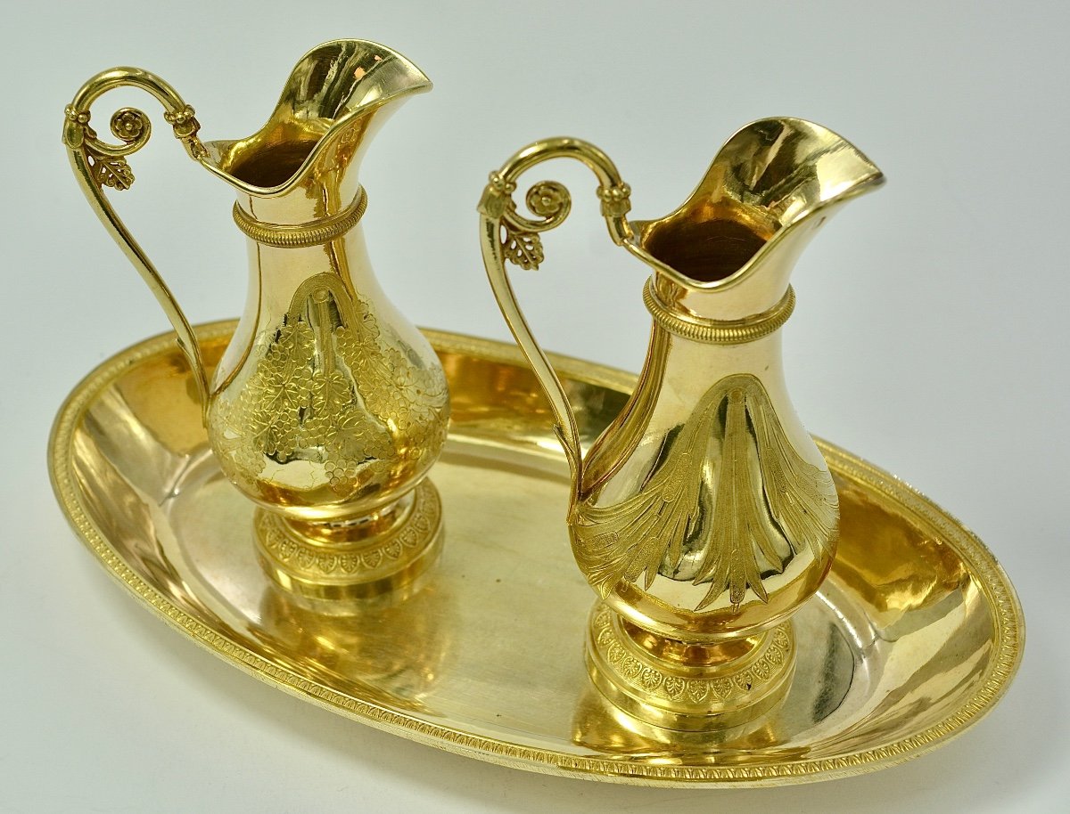 Burettes d'église En Argent Doré, France Vers 1820 Par Bertrand F.j. Orfevre -photo-4