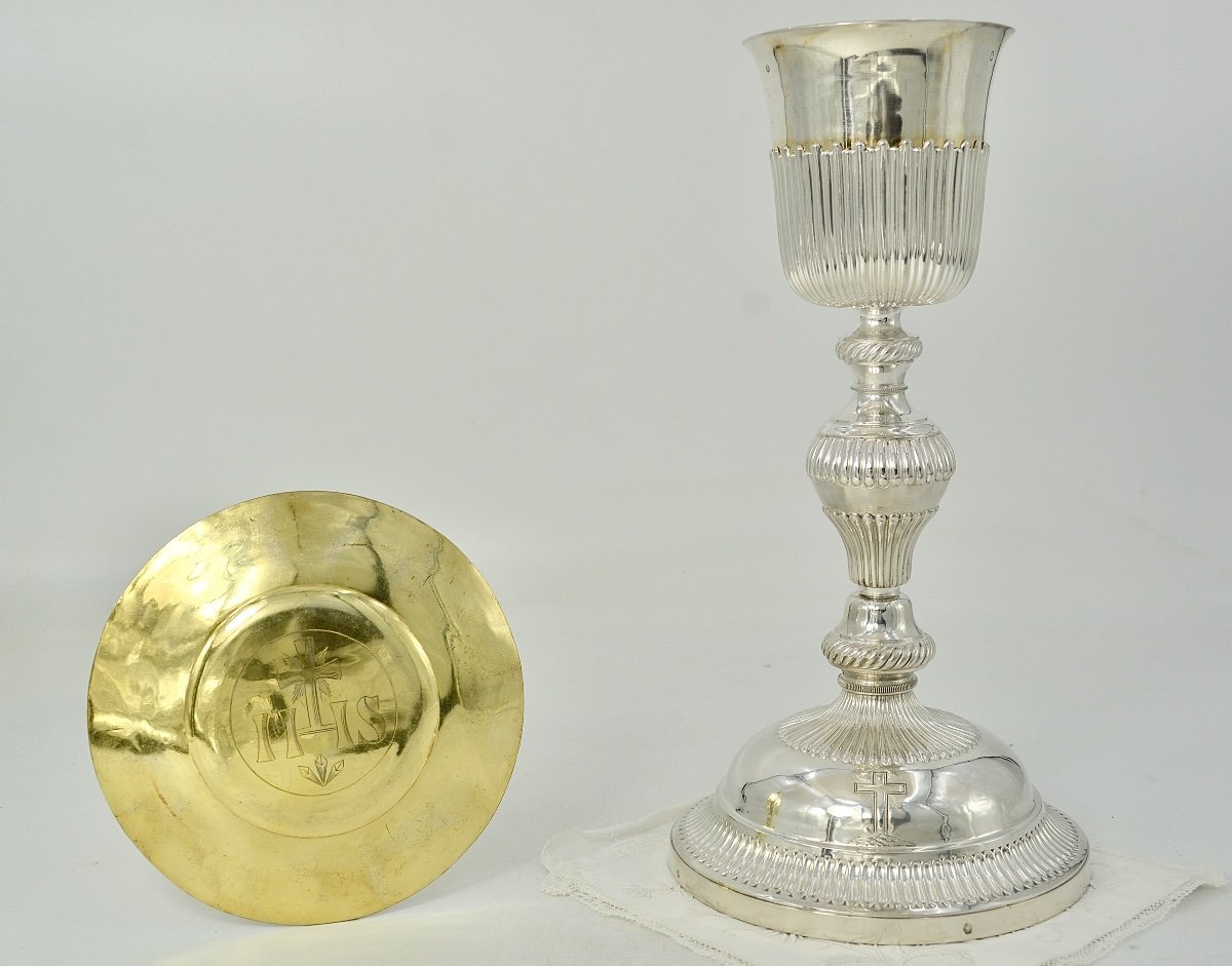 Calice Et Patène En Argent Et Argent Doré, France Vers 1827, Par Favier Orfèvres 