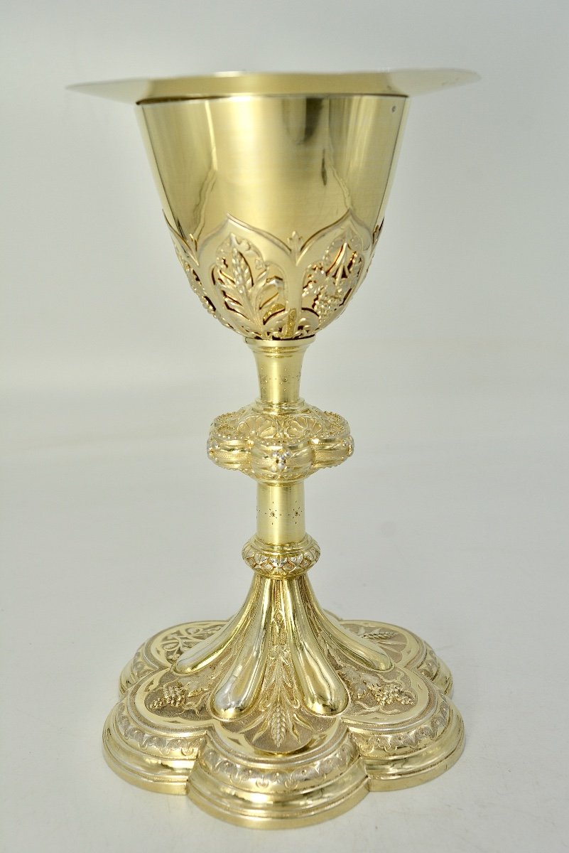 Gilded Silver Chalice And Its Paten. France Circa 1900, Demarquet Frères And Favier Frères -photo-1