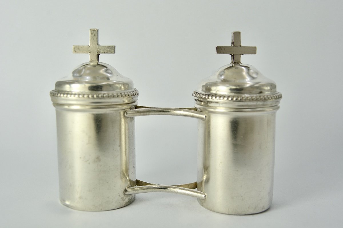Ampoules Pour Les Huiles Saintes En Argent, France XIXe Siècle -photo-2