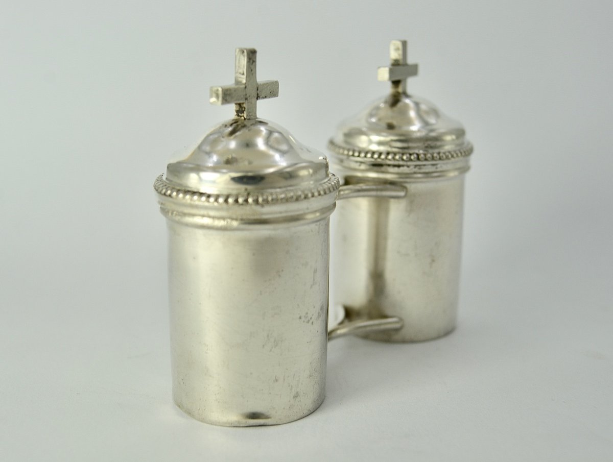Ampoules Pour Les Huiles Saintes En Argent, France XIXe Siècle -photo-3