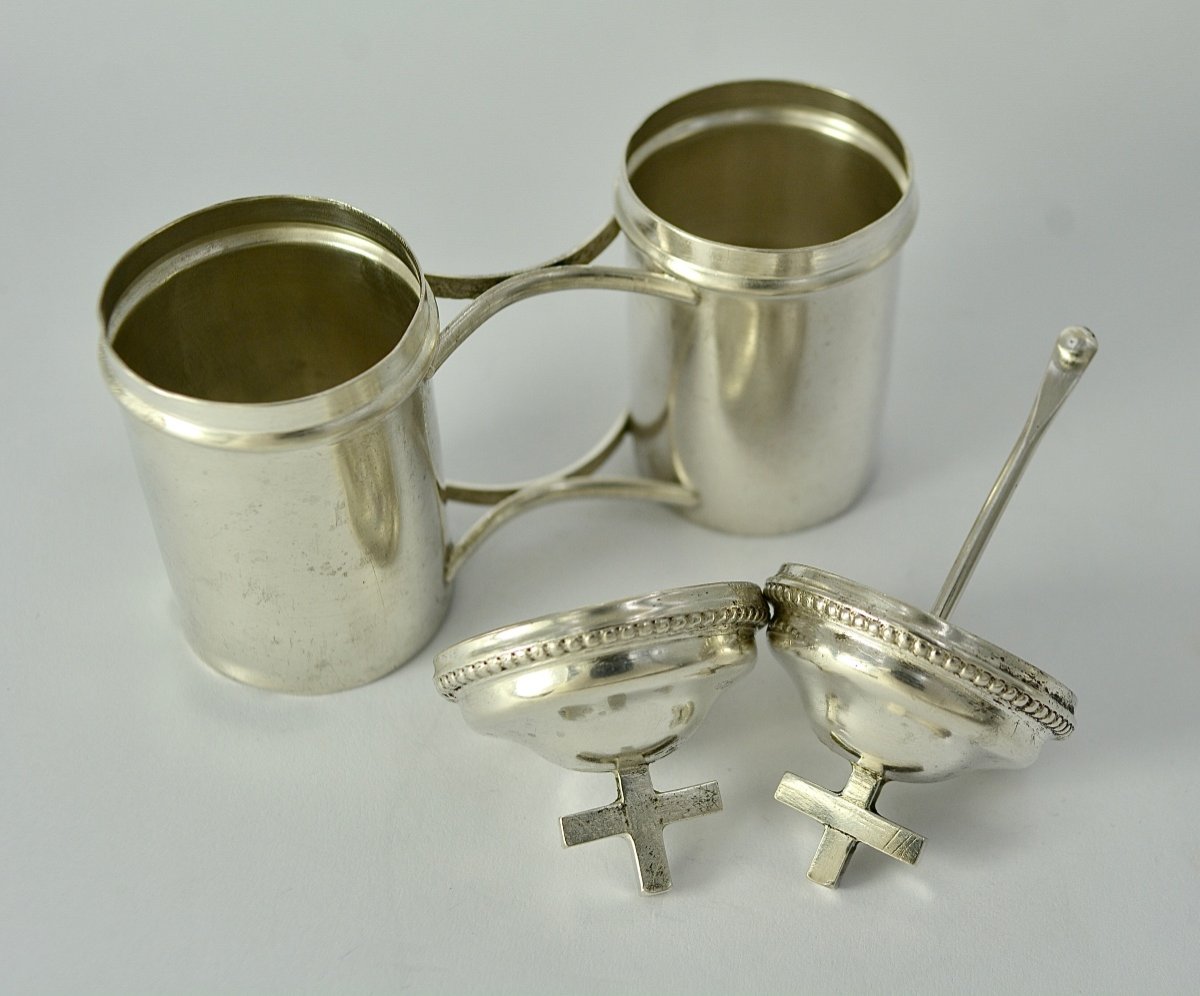 Ampoules Pour Les Huiles Saintes En Argent, France XIXe Siècle -photo-4