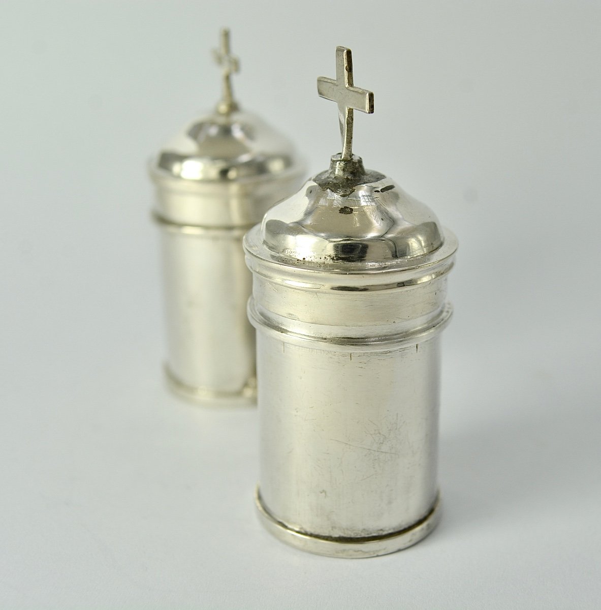 Ampoules Pour Les Huiles Saintes En Argent, France Province XIXe Siècle -photo-4