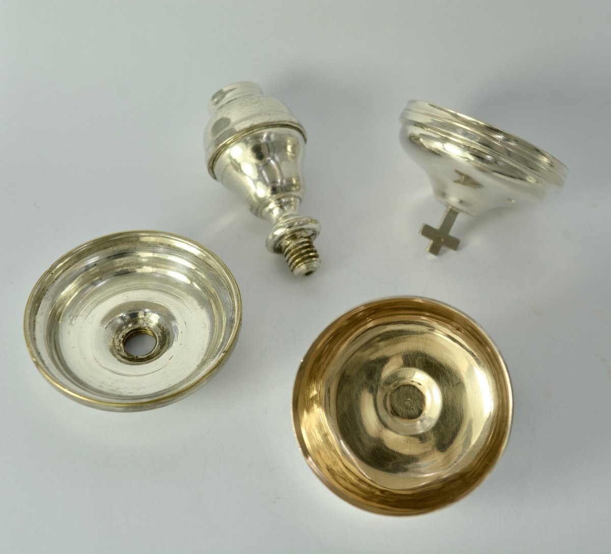 Travel Ciborium, Silver And Bronze France Early 19th Century -photo-6