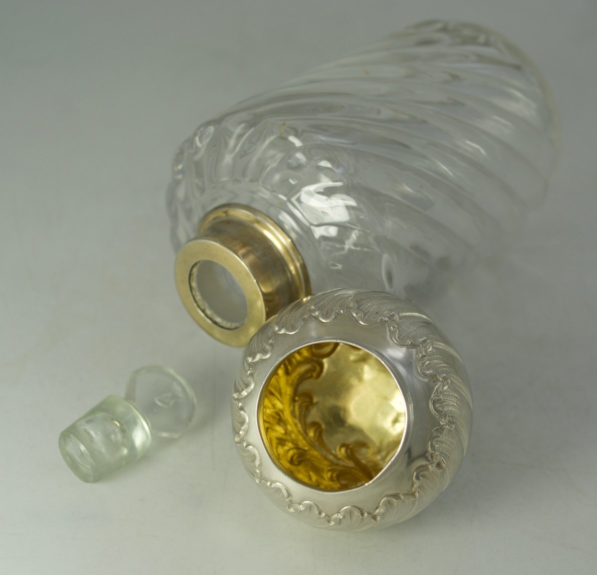 Crystal And Silver Toilet Bottle, France Circa 1840-photo-4