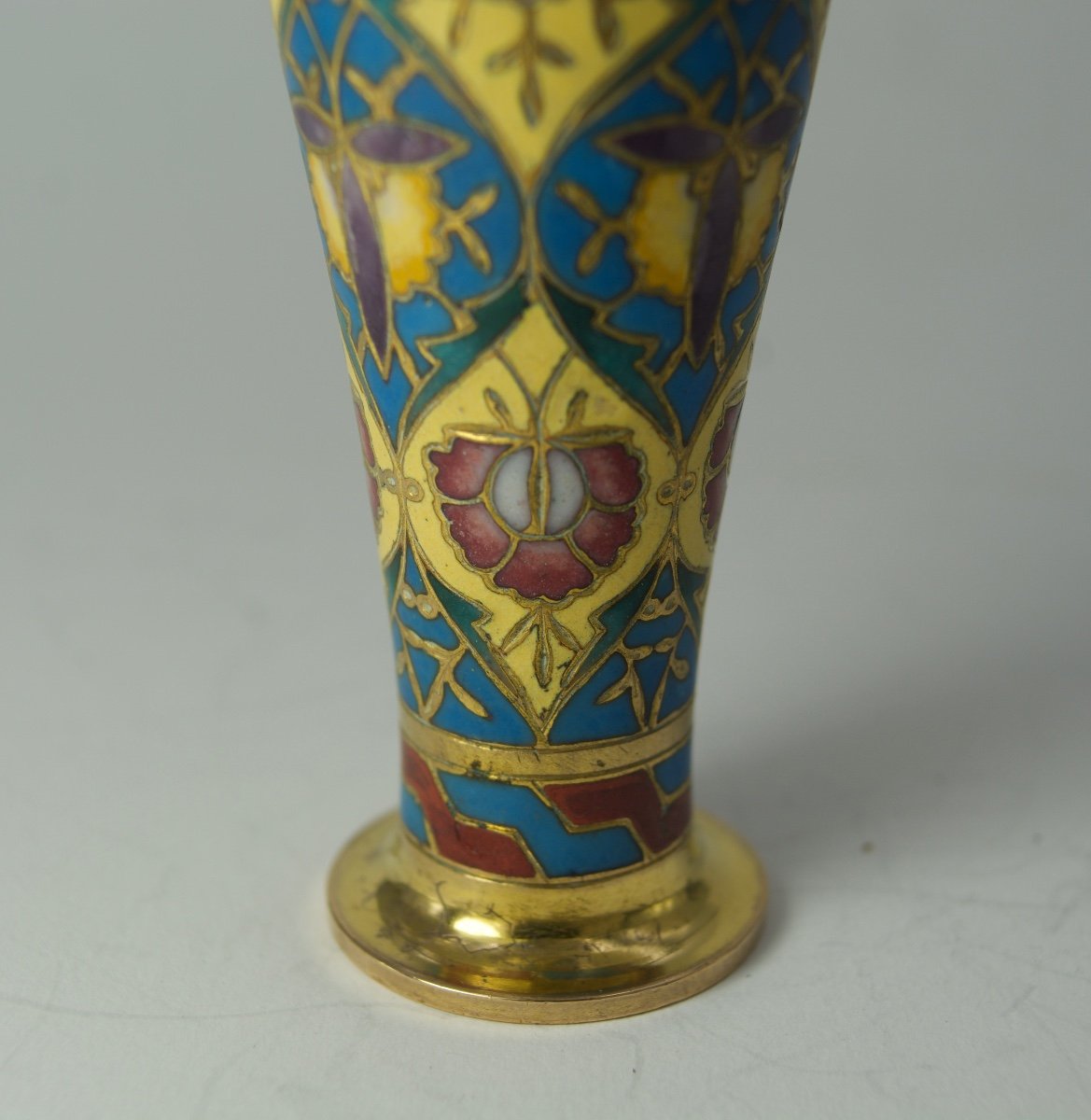 Barbedienne. Petit Vase Bronze Et émail Champlevé Vers 1880-photo-6