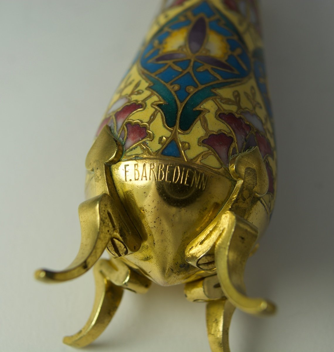 Barbedienne. Petit Vase Bronze Et émail Champlevé Vers 1880-photo-7