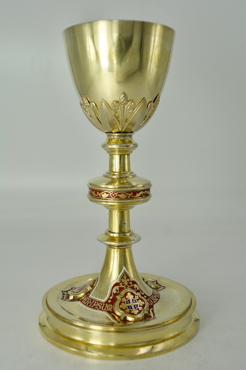 Silver Chalice Gilded By Bias Goldsmith, France Circa 1900-photo-3