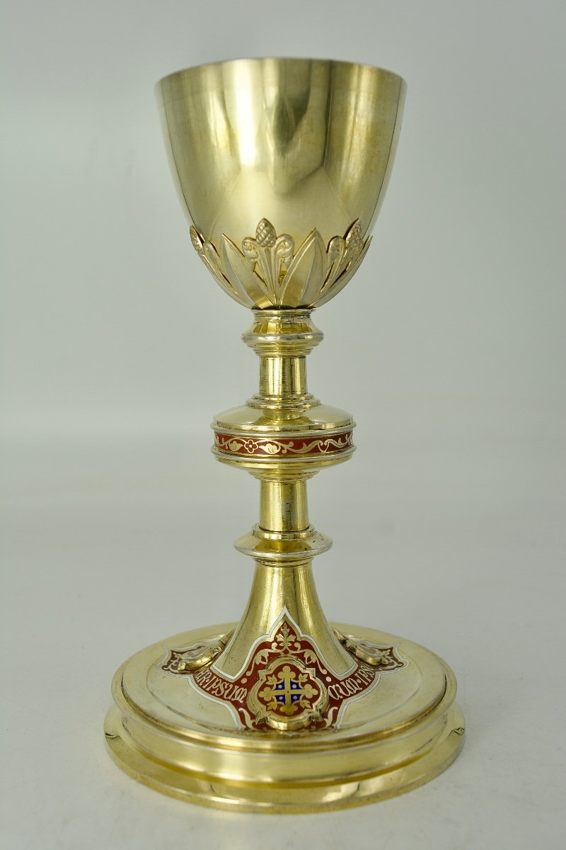 Silver Chalice Gilded By Bias Goldsmith, France Circa 1900-photo-4