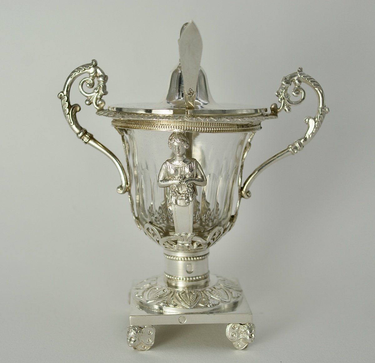 Moutardier En Argent Et Cristal, France 1819-1838-photo-2