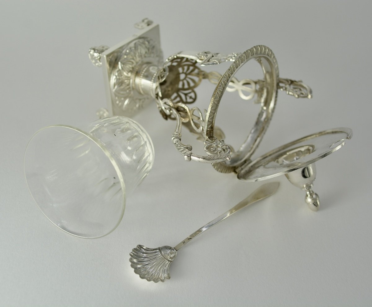 Moutardier En Argent Et Cristal, France 1819-1838-photo-1