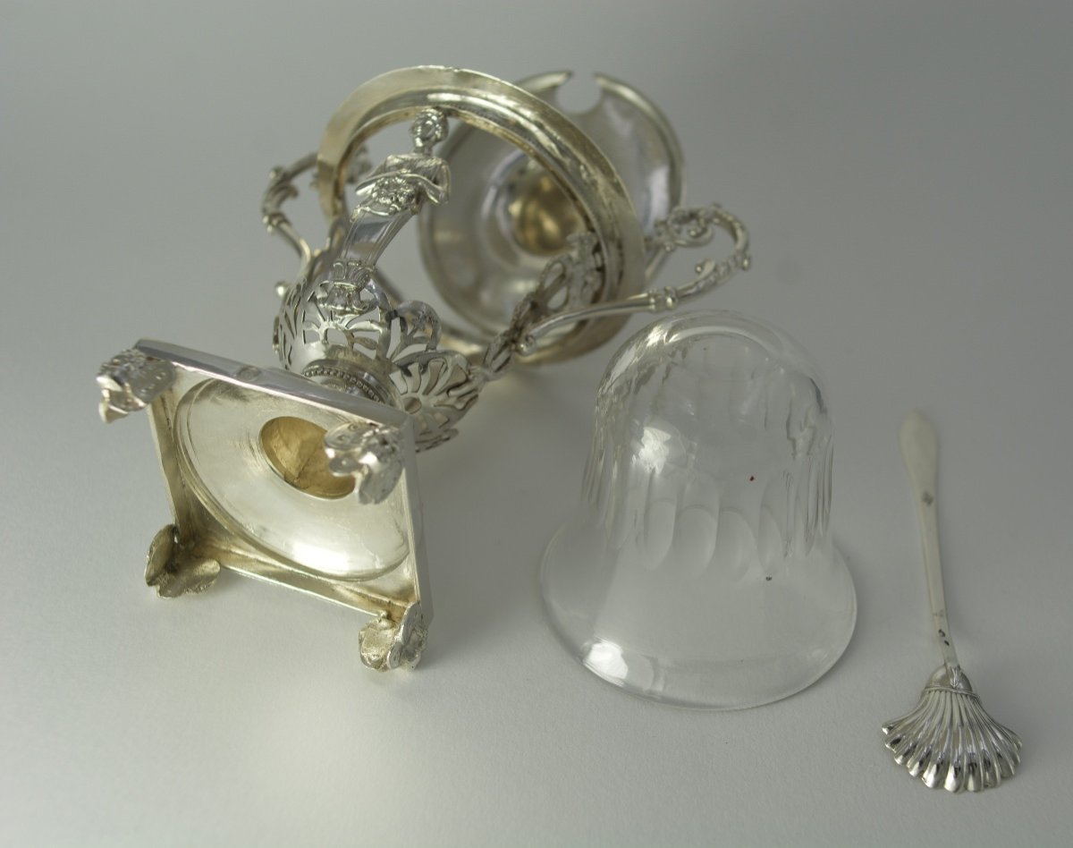 Moutardier En Argent Et Cristal, France 1819-1838-photo-2