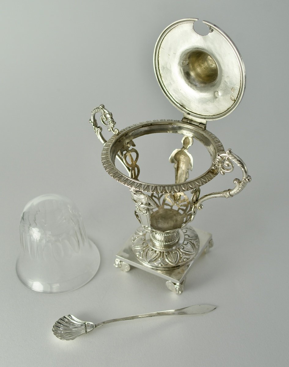Moutardier En Argent Et Cristal, France 1809-1819-photo-1