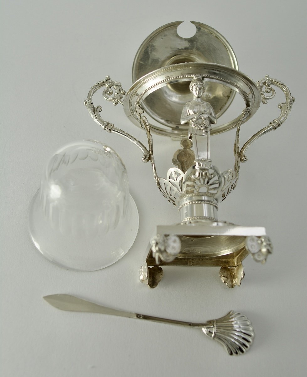 Moutardier En Argent Et Cristal, France 1809-1819-photo-3