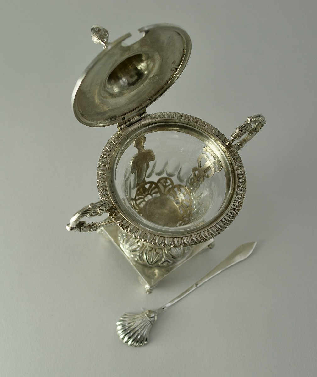 Moutardier En Argent Et Cristal, France 1809-1819-photo-4