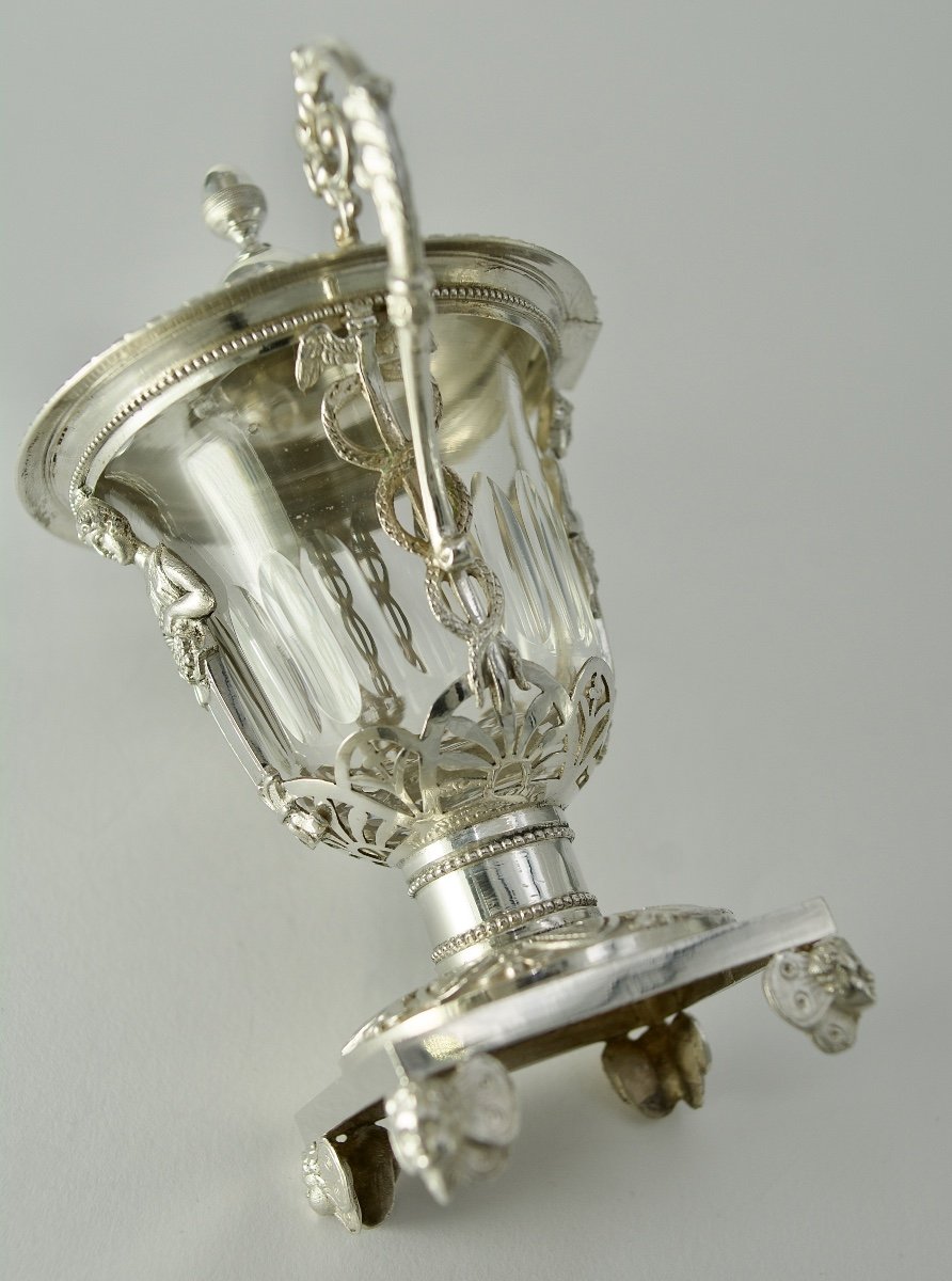 Moutardier En Argent Et Cristal, France 1809-1819-photo-6