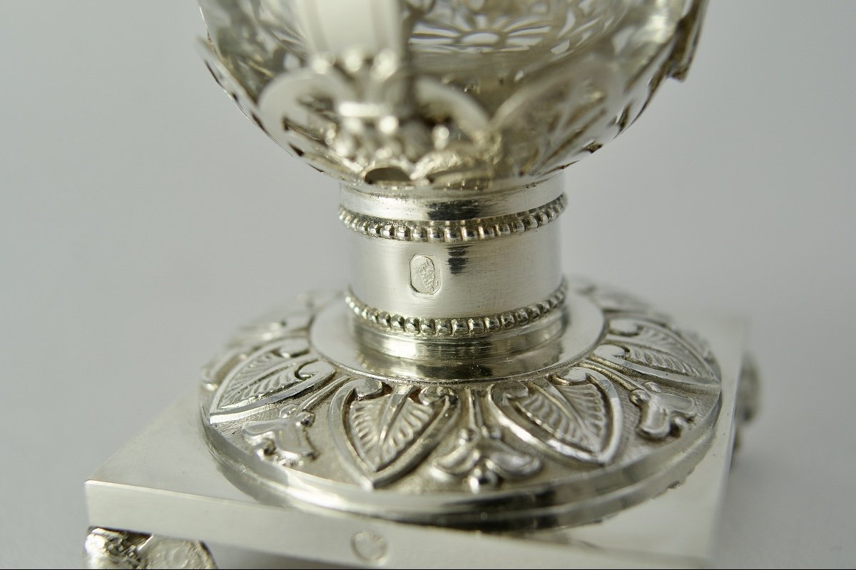 Moutardier En Argent Et Cristal, France 1809-1819-photo-7